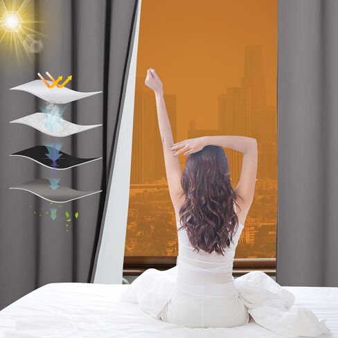 RYB HOME Soundproof Curtains for Bedroom, PM2.5 Particle Filter 100% Blackout Energy Saving Small Window Curtains for Baby Nursery Living Room Home Office, Navy Blue, W 42 x L 63 inches, 2 Pcs in Saudi Arabia