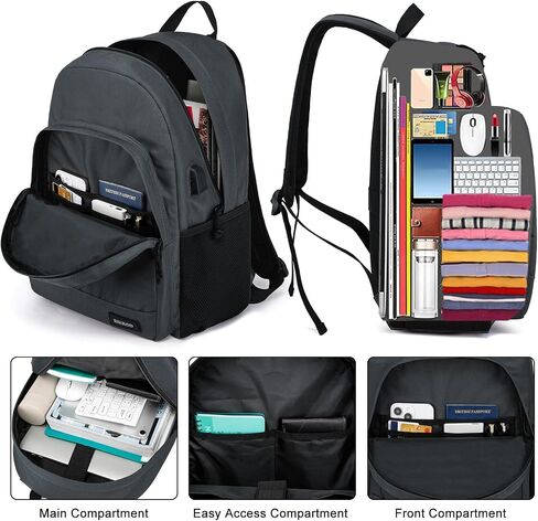 BIKROD Backpack for School Teen Boys and Girls, Lightweight Casual Soft Backpacks for Men and Women, Large Kids Bookbag, Daily-use Backpack with USB Charging Port Fits 15.6 Inch Notebook in Saudi Arabia