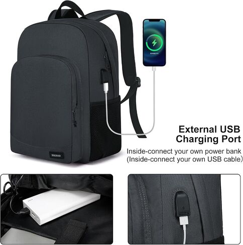 BIKROD Backpack for School Teen Boys and Girls, Lightweight Casual Soft Backpacks for Men and Women, Large Kids Bookbag, Daily-use Backpack with USB Charging Port Fits 15.6 Inch Notebook in Saudi Arabia