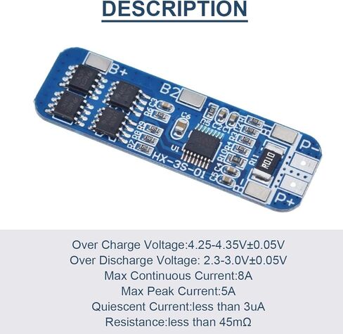 10 Pcs 1S 3.7V 3A Lithium Battery Protection Board BMS PCB Protection Board 18650 Charger Module for Li-ion Lithium Battery with Nickel Strip in Kuwait