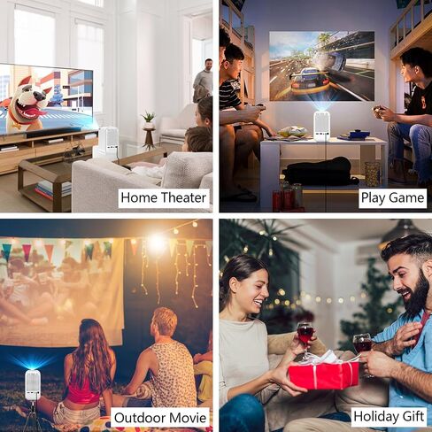 Mini Projector with 5G WiFi and Bluetooth,1080P Supported Projector with Projector Stand,Movie Projector Compatible with iOS/Android Phone/Tablet/Laptop/PC/TV Stick, Game, USB (White) in Saudi Arabia