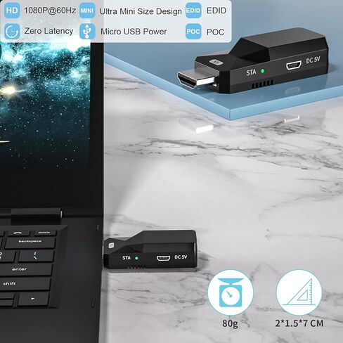 موسع PWAYTEK HDMI، ينقل إشارات الصوت والفيديو بدون فقدان حتى 165 قدمًا مع كابل إيثرنت 1080P Cat5e/6. in Kuwait