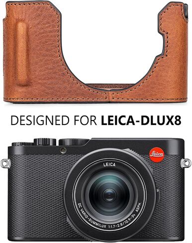 MUZIRI KINOKOO Case for Leica D-LUX 8 Camera - Retro Style Genuine Leather Half Protective Case for Leica D LUX 8/ D-LUX8 Camera - with Opening Bottom and Hand Grip Design - Black in Saudi Arabia