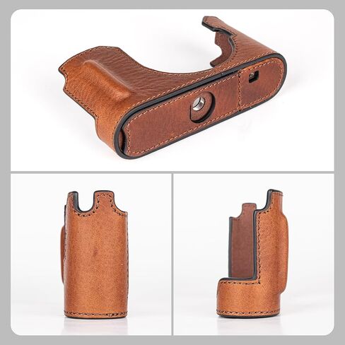 MUZIRI KINOKOO Case for Leica D-LUX 8 Camera - Retro Style Genuine Leather Half Protective Case for Leica D LUX 8/ D-LUX8 Camera - with Opening Bottom and Hand Grip Design - Black in Saudi Arabia