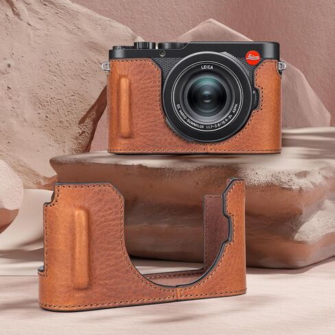 MUZIRI KINOKOO Case for Leica D-LUX 8 Camera - Retro Style Genuine Leather Half Protective Case for Leica D LUX 8/ D-LUX8 Camera - with Opening Bottom and Hand Grip Design - Black in Saudi Arabia
