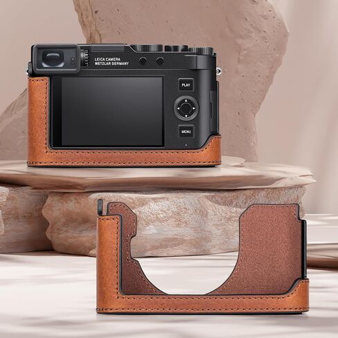 MUZIRI KINOKOO Case for Leica D-LUX 8 Camera - Retro Style Genuine Leather Half Protective Case for Leica D LUX 8/ D-LUX8 Camera - with Opening Bottom and Hand Grip Design - Black in Saudi Arabia