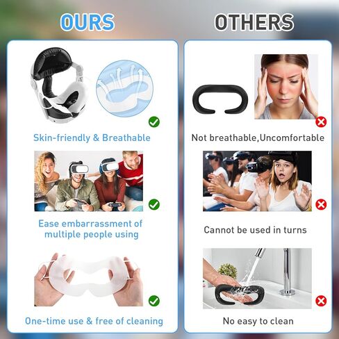 غطاء وجه TamBee VR لـ Oculus Quest 2 قناع الوجه القابل للتصرف للحماية من العرق قناع العين VR للتمرينات المتوافقة مع Meta Quest 3 المتوافق مع وسادة الوجه Apple Vision Pro (30 قطعة) in Kuwait