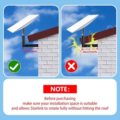 NICENICY Starlink Mount، مجموعة تركيب Starlink مع محول تركيب Starlink، متوافق مع Starlink V2، حامل السقف لمجموعة Starlink Internet Kit (GEN 2) in Kuwait