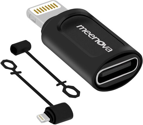 2 حزمة، محول شحن Meenova USB C أنثى إلى iOS 15 ذكر، 2.4A12W لهاتف iPhone 13 Mini، Pro Max، 12، 11، Xs، بيانات المزامنة، متوافق مع كابل eMarker PD Type-C، حافظة مطاطية مضادة للفقد متصلة بالسلك in Kuwait