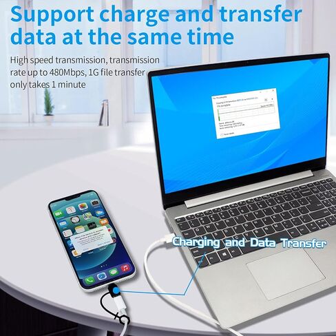 2 حزمة، محول شحن Meenova USB C أنثى إلى iOS 15 ذكر، 2.4A12W لهاتف iPhone 13 Mini، Pro Max، 12، 11، Xs، بيانات المزامنة، متوافق مع كابل eMarker PD Type-C، حافظة مطاطية مضادة للفقد متصلة بالسلك in Kuwait