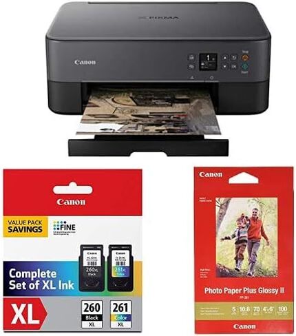 Canon TS5320 طابعة لاسلكية الكل في واحد، ماسح ضوئي، ناسخة مع AirPrint، أسود، جاهز للتجديد من Amazon Dash in Kuwait