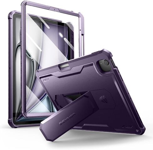 Dexnor for iPad Air 13 Inch Case 2024 (M2) with Pencil Holder, [Built-in Screen Protector & Multi-Angle Kickstand] Heavy Duty Shockproof Full Body Protective Cover for iPad Air 13, Black in Saudi Arabia