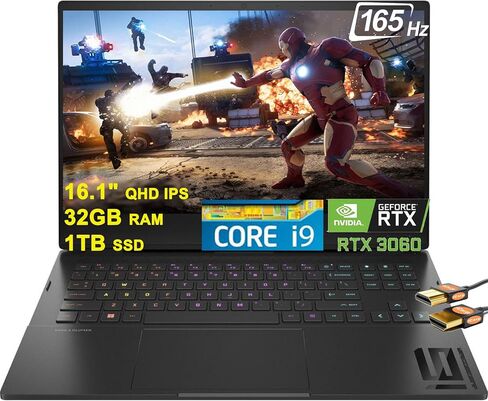 HP Omen 16 Gaming Laptop 16.1" FHD IPS 144Hz Intel 16-core i7-14650HX (>i9-13900HX) 32GB RAM 1TB SSD GeForce RTX 4060 RGB Backlit Thunderbolt FHD Privacy Camera Fast Charge Win11 w/ICP Accessory in Saudi Arabia