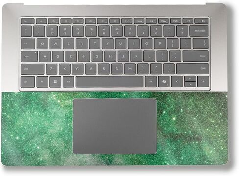 Glossy Glitter Laptop Skin Compatible with Surface Laptop 7 15" (2024) - Green Stars - Premium 3M Vinyl Protective Wrap Decal Cover - Easy to Apply | Crafted in The USA by MightySkins in Kuwait