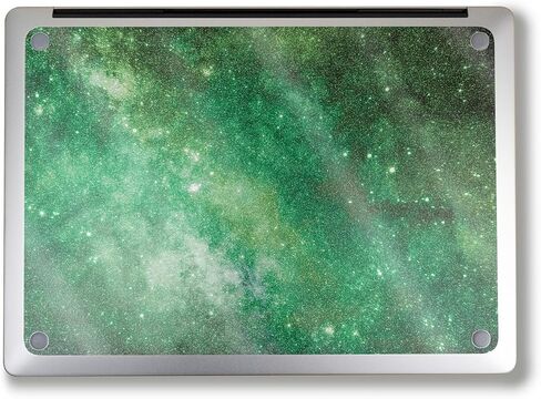 Glossy Glitter Laptop Skin Compatible with Surface Laptop 7 15" (2024) - Green Stars - Premium 3M Vinyl Protective Wrap Decal Cover - Easy to Apply | Crafted in The USA by MightySkins in Kuwait