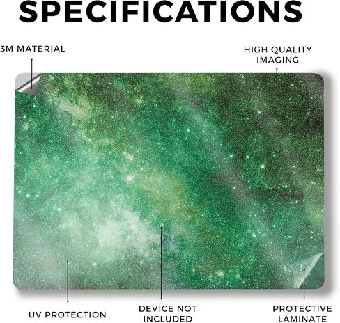 Glossy Glitter Laptop Skin Compatible with Surface Laptop 7 15" (2024) - Green Stars - Premium 3M Vinyl Protective Wrap Decal Cover - Easy to Apply | Crafted in The USA by MightySkins in Kuwait