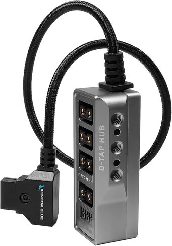 KONDOR BLUE 12 فولت منظم D-Tap P-Tap Metal Hub 4 Way Port Power Tap Splitter لطاقة التصوير السينمائي | الفولتميتر | خيط تثبيت 1/4 بوصة in Saudi Arabia
