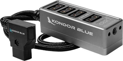 KONDOR BLUE 12 فولت منظم D-Tap P-Tap Metal Hub 4 Way Port Power Tap Splitter لطاقة التصوير السينمائي | الفولتميتر | خيط تثبيت 1/4 بوصة in Saudi Arabia
