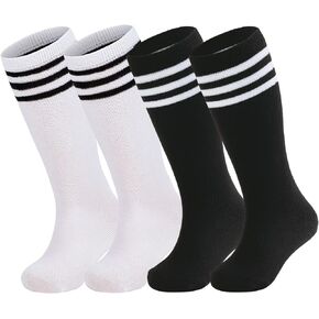 American Trends 4 Pairs Toddler Soccer Socks Kids Soccer Socks Youth Football Socks Toddler Knee High Socks Girls Boys