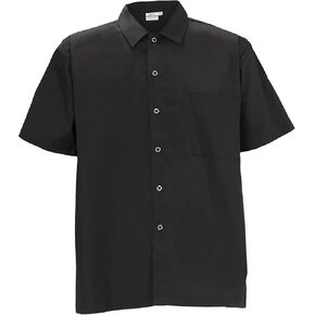 Winco UNF-1K4XL Unisex Restaurant Chef Shirt, Short Sleeve, 4XL, Black