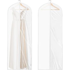 Simple Houseware 65-inch Translucent Garment Bags with Zipper for Gowns, Suits, Dresses, Costumes, Uniforms, 2 Pack, Clear