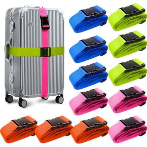 Rulism Luggage Straps Suitcase Belts Straps Set, TSA Approved Travel Belts Accessories, Wide Adjustable Packing Straps with Quick-Release Buckle (12 Pack)