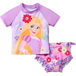 Disney Princess Toddler Girls 2 Piece Tankini Bathing Suits Summer Beach Rash Guard Swimwear