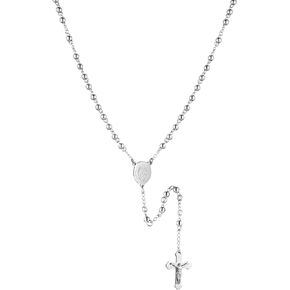 HZMAN Rosary Beads Cross Necklace for Women Stainless Steel Heavy Crucifix Virgin Mary Y Shape Necklaces Jewelry