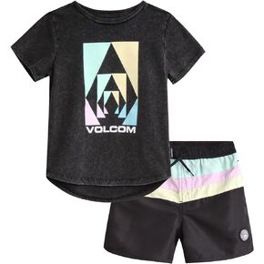 Volcom Boys' Bathing Suit Set - 2 Piece Short Sleeve T-Shirt and Boardshorts Swimsuit Trunks - Swimwear Set for Boys (2T-7)
