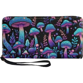 Youngerbaby Aztec Tribal Women's Wallet Leather Clutch Ladies Brown Cow Travel Purse Zipped Large Multi Card Organizer with Wristlet