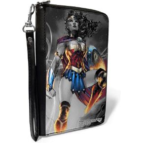 Buckle-Down DC Comics Wallet, Zip Around, Wonder Woman 75th Anniversary Standing Pose Cover, Vegan Leather