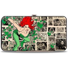 Buckle-Down unisex adults Buckle-down Hinge - Poison Ivy Pose + Logo/Ivy/Comic Scenes Grays/Greens Wallet, Multicolor, 7 x 4 US
