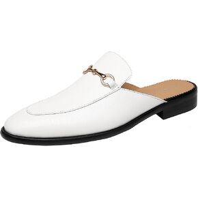 ELANROMAN Men's Loafers Backless Genuine Leather Mules Horse Buckle Shoes in Kuwait
