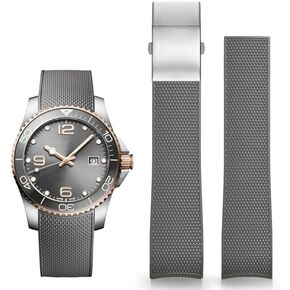 Wentokye 21mm Rubber Watch Band for Longines Master Conquest HydroConquest Strap Replacement L3 Accessories for Men and Women（41mm/43mm Dials ）