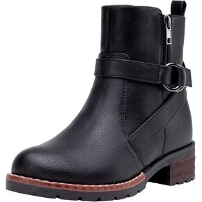 Vepose Women's 9682 Ankle Boots Flat Boots Buckle Short Booties for Women