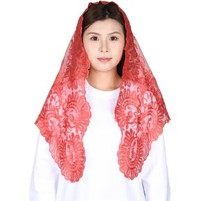 YHXYVEL Catholic Veil Spanish Style Lace Mantilla Women Head Covering Lace Chapel Veil Church Veil