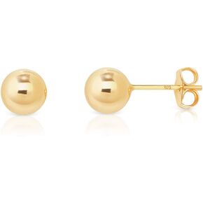925 Sterling Silver 24K Yellow Gold Plated minimalist earrings for women - tiny stud earrings - gold ball earrings - mens stud earrings - small gold stud earrings - Diameter: 2 up to 12 mm in Kuwait