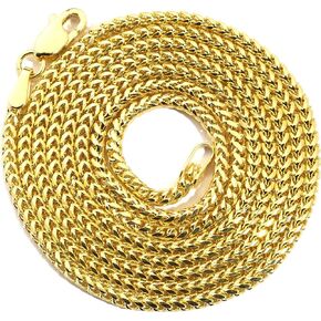 14K Yellow Gold 1.5 mm Solid Diamond Cut Franco Chain Necklace with Lobster Lock (Available from 18-24 inches)