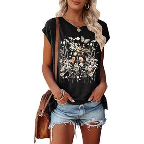 Women's Floral Tank Tops Casual Summer Cap Sleeve Sleeveless Wildflowers Floral Graphic Tees Tops