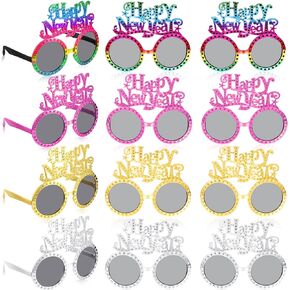 يويول مجموعة نظارات شمسية مضحكة للعام الجديد لعام 2023 مناسبة كهدية في حفلات رأس السنة الصينية الجديدة للاطفال والكبار ولوازم حفلات السنة القمرية والربيع، 4 انماط من 12 قطعة in Kuwait