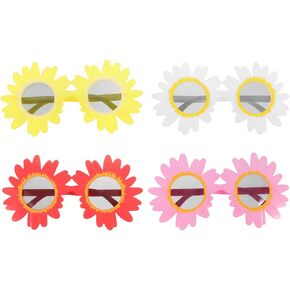 PACKOVE 4pcs Flower Sunglasses Plastic Glasses Cosplay Glasses Funny Party Glasses Sunflower Eye Glasses Hawaiian Dance Accessories Funny Glasses Round Party Glasses Sunflower Glasses Gift