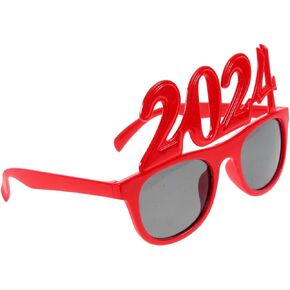 NOLITOY 2024 New Year Party Glasses, Red Number Glasses Funny Eyeglasses for Celebration Party Decor Favors