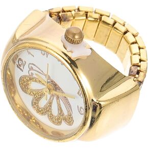 Women Men Finger Watch Ring: Gold Butterfly Finger Ring Round Quartz Finger Ring Watch Vintage Ring Watch Jewelry Gift for Wedding Valentines