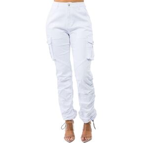 TwiinSisters Women's High Waist Slim Fit Jogger Cargo Camo Pants for Women with Matching Belt