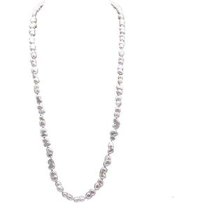 JYX Pearl Long Strand Necklace 8-12mm White Baroque Freshwater Cultured Pearl Necklace 34" in Saudi Arabia