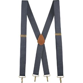 Buyless Fashion Suspenders for Men - 48" Adjustable Straps 1 1/4" - X Back with Metal Hooks