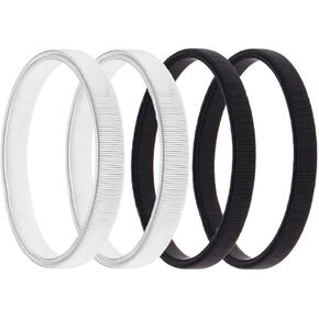2 Pairs of Shirt Sleeve Holders Garters Elastic Metal Armbands for Fixing Long Sleeves - Black and Silver