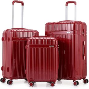 Luggage Sets 3 Piece Luxury PC + ABS 3 Piece Sets with TSA Lock 20in 24in 28in (Black)