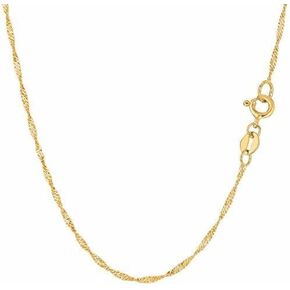 14K Yellow Gold 0.80mm, 1.00mm, 1.5mm, 1.7mm, 2.1mm Shiny Diamond-Cut Classic Singapore Chain Necklace Or Bracelet for Pendants and Charms with Spring-Ring Clasp(7" 10" 16" 18" 20" 22" 24" inch) in Kuwait