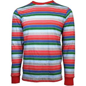 Adult Men's Rainbow Stripe Horror Good Buddy Halloween Costume Long Sleeve Shirt